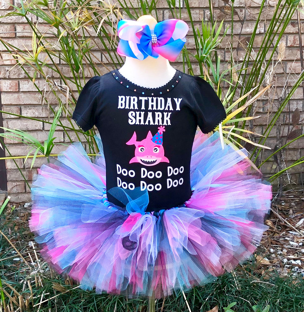 Pink Birthday Shark Top Or Outfit - Paisley Bows