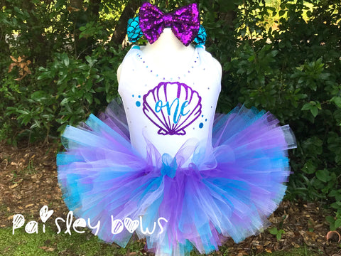 Mermaid First Birthday Tutu Set - Paisley Bows