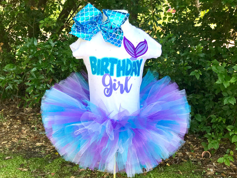 Mermaid Birthday Girl Tutu Outfit - Paisley Bows