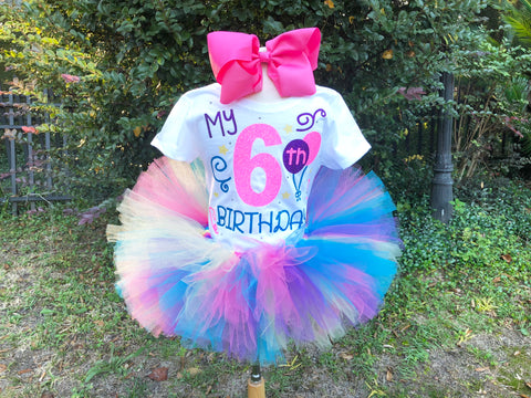 My 6th Birthday Shirt or Tutu Outfit - Paisley Bows