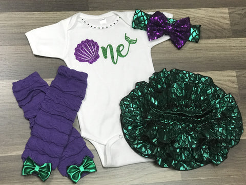 Mermaid First Birthday Outfit - Paisley Bows