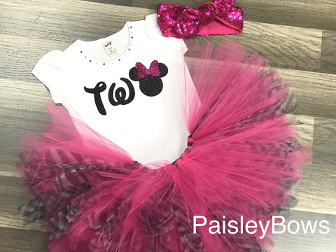 Minnie Mouse 2nd Birthday Tutu Outfit - Paisley Bows